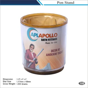 Customizable Round Pen Stand with Branding Sleeve MOQ 100 Pcs (Amber & White)