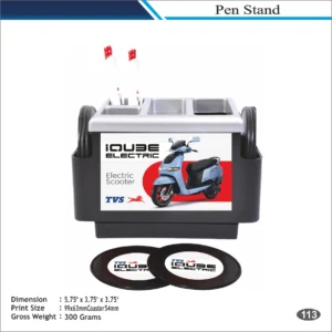 Customizable Desk Organizer Pen Stand with Coasters MOQ 100 Pcs (Black & White)