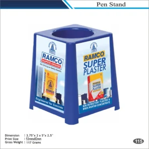 Customizable Tapered Pen Stand with Branding Panels MOQ 100 Pcs (Blue)