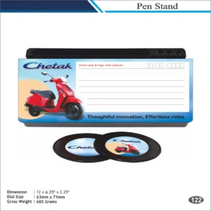 Customizable Writing Pad Desk Organizer with Clock & Coasters MOQ 100 Pcs (Blue)