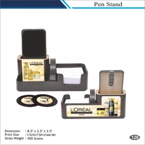 Customizable Mobile Holder Desk Organizer with Coasters MOQ 100 Pcs (Black & Gold)