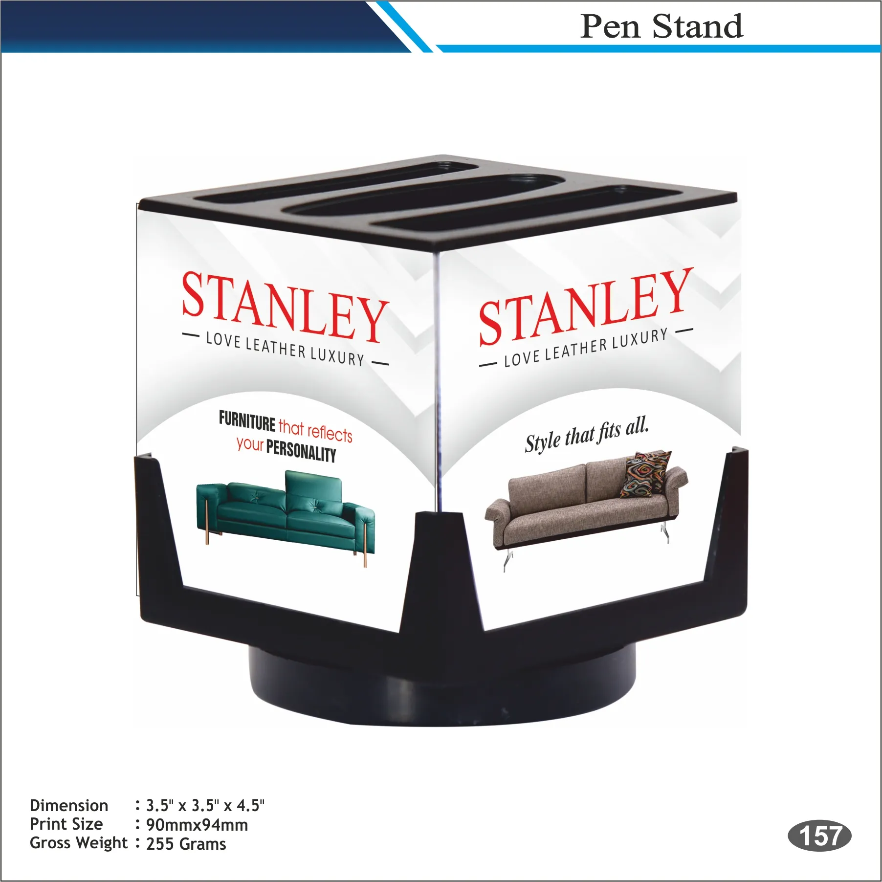Customizable White & Black Stanley Square Rotating Pen Stand MOQ 100 Pcs