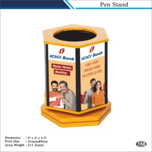 Customizable Yellow ICICI Bank Hexagon Desk Organizer MOQ 100 Pcs