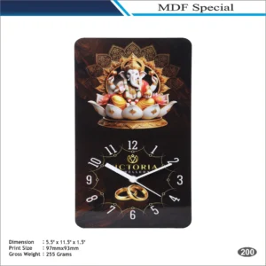 Ganesh Design Rectangular MDF Wall Clock MOQ 100 Pcs