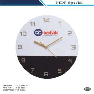 White Round Kotak MDF Wall Clock MOQ 100 Pcs