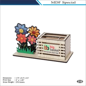 Big Basket Wooden MDF Desk Organizer with Flower Design MOQ 100 Pcs