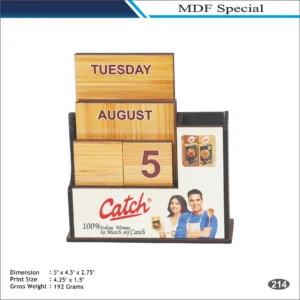 Customizable Rectangle Shape Catch Wooden Calendar MDF Desk Clock MOQ 100 Pcs