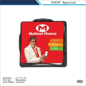 Square Shape Muthoot Finance MDF Desk Clock MOQ 100 Pcs