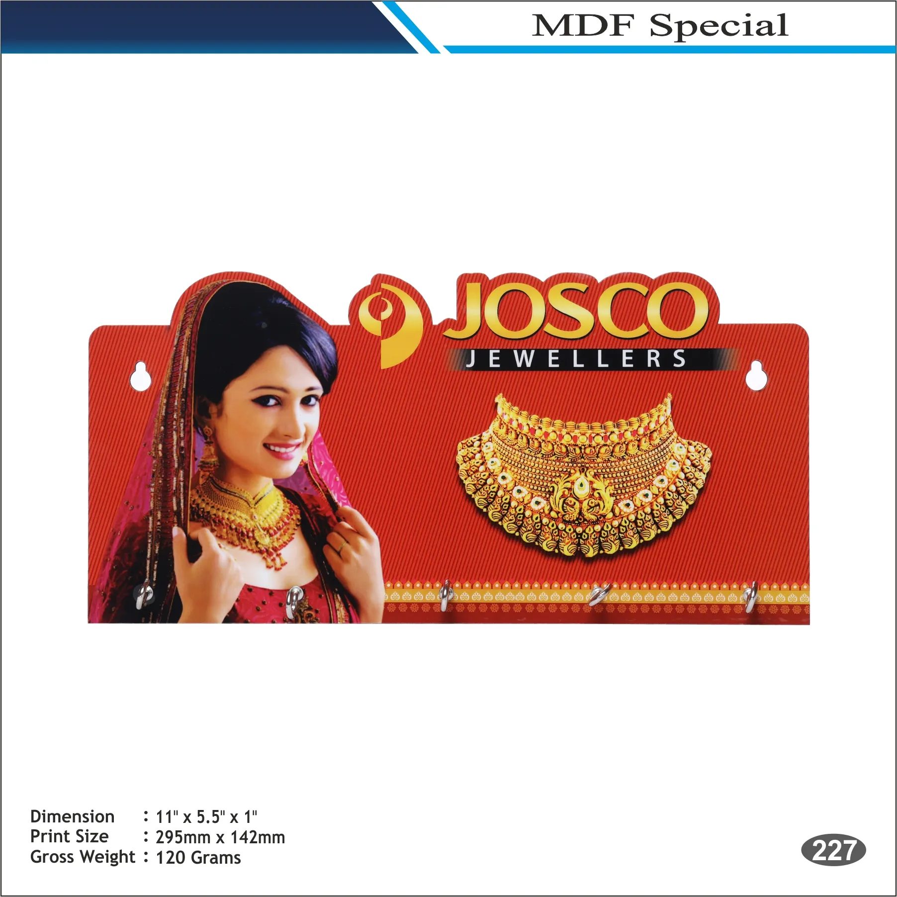 Josco Rectangular MDF Keychain Holder MOQ 100 Pcs
