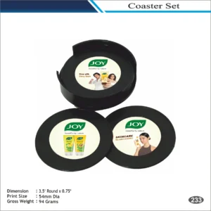 Black Round Coaster Set MOQ 100 Pcs