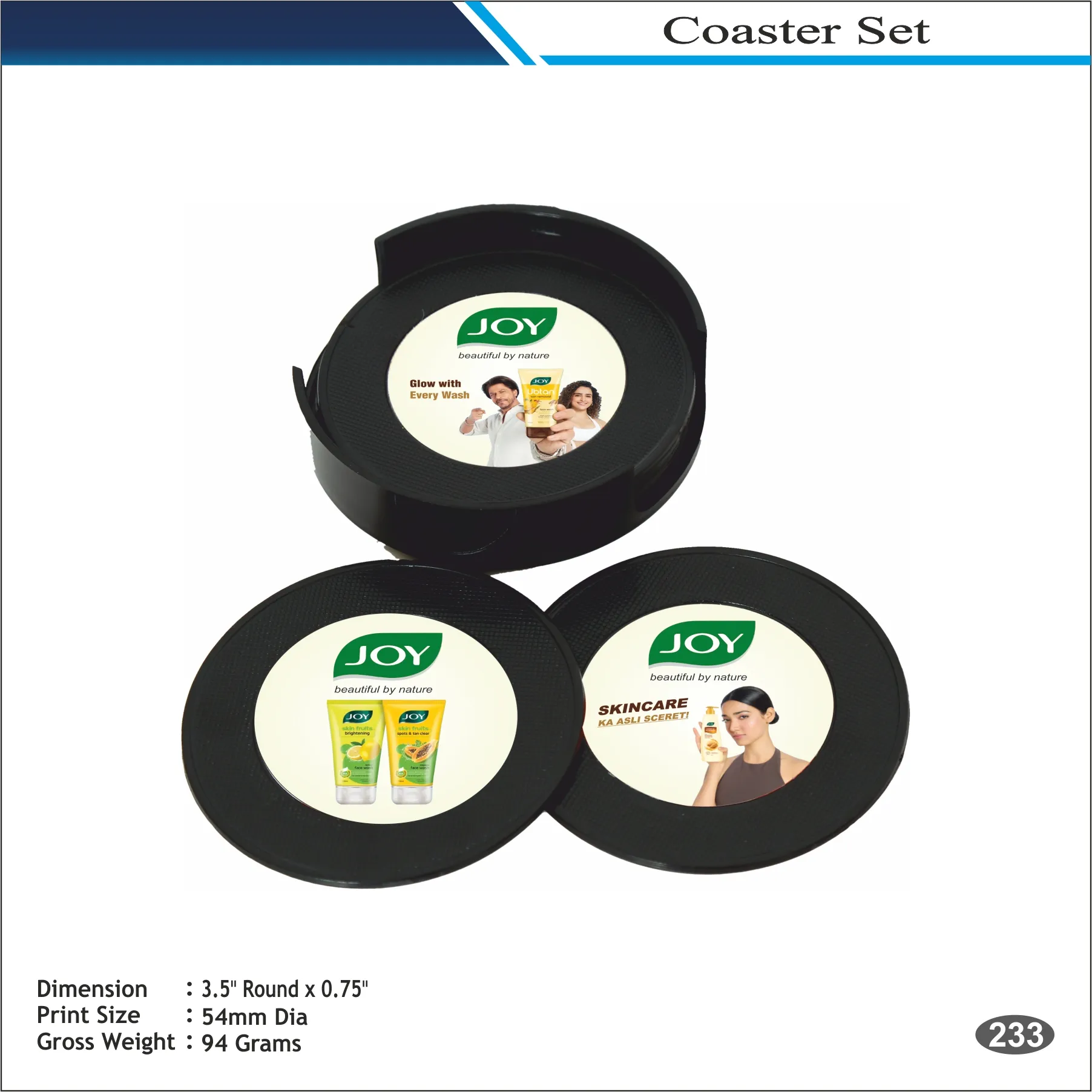 Black Round Coaster Set MOQ 100 Pcs