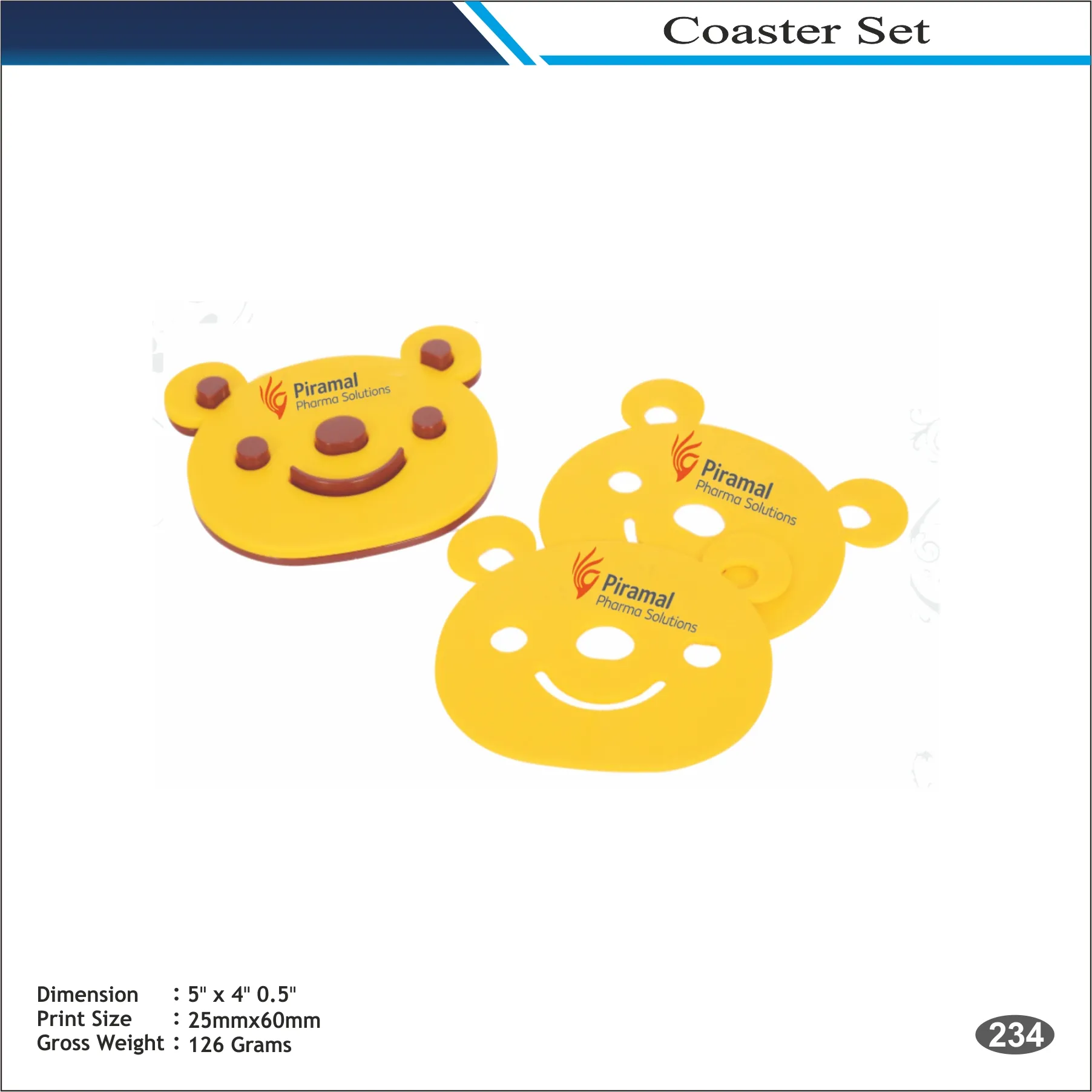 Yellow Bear Shape Coaster Set MOQ 100 Pcs