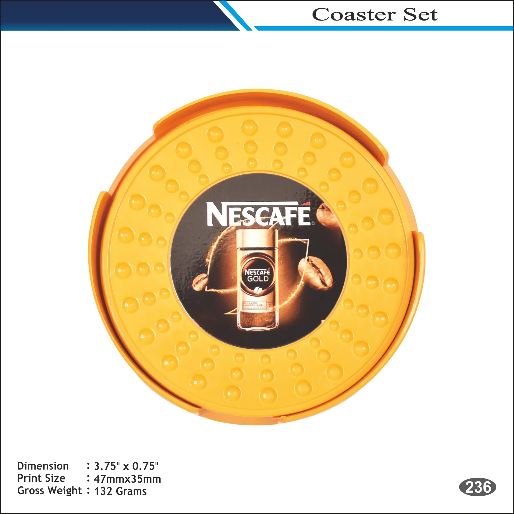 Yellow Round Coaster Set MOQ 100 Pcs