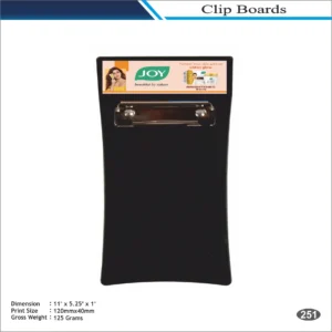 Joy Black Rectangular Clip Board MOQ 100 Pcs