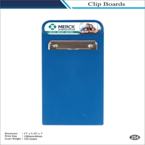 Merck Blue Rectangular Clip Board MOQ 100 Pcs