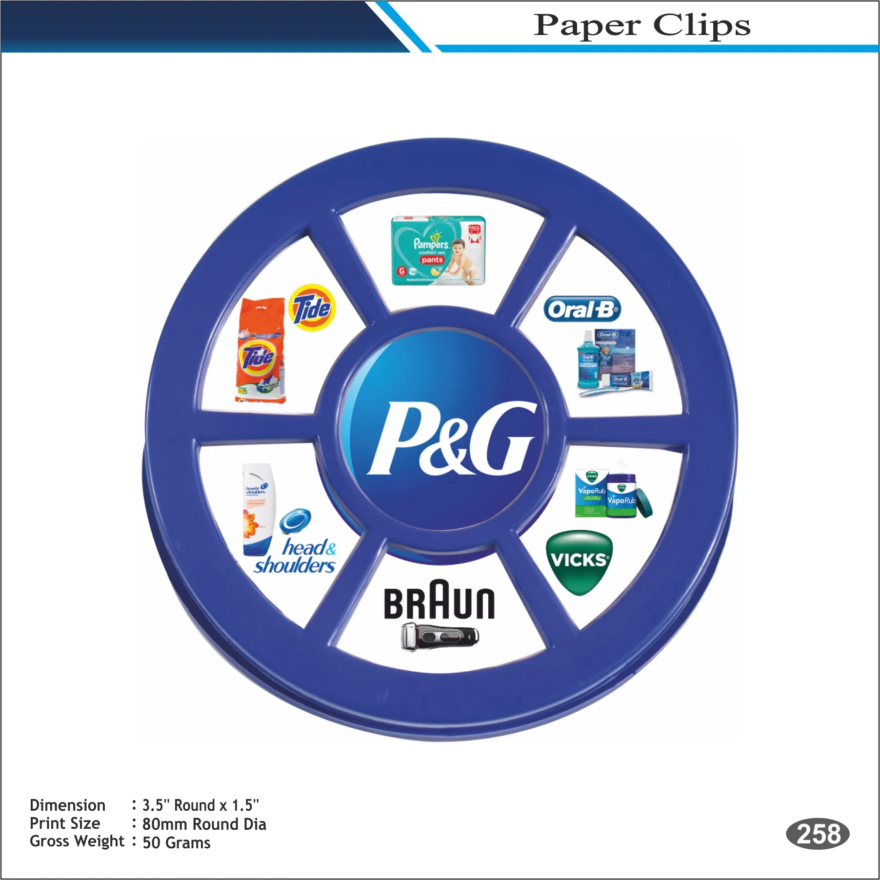 P&G Blue Round Paper Clip MOQ 100 Pcs