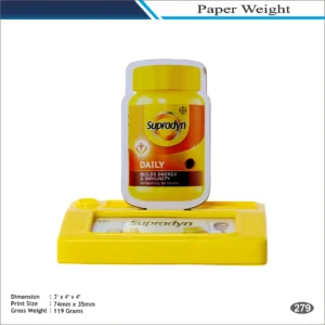 Yellow Bottle Shape Supradyn Theme Paper Weight