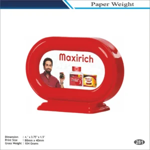 Red Oval Shape Maxirich Theme Paper Weight