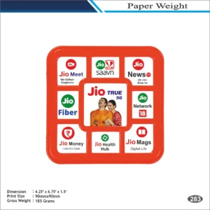 Red Square Grid Shape Jio Theme Paper Weight