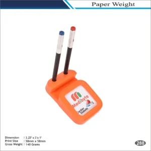 Orange Slant Shape Medlife Theme Paper Weight