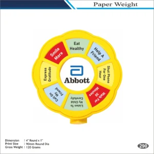 Yellow Round Wheel Shape Abbott Theme Paper Weight