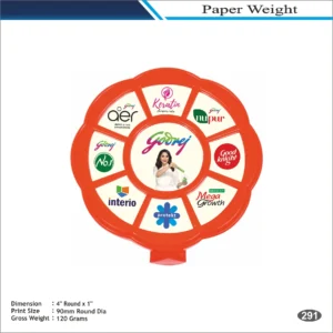 Orange Round Wheel Shape Multi Brand Theme Paper Weight