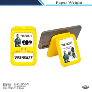 Yellow Rectangle Mobile Stand Shape Fire-Boltt Paper Weight