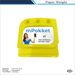 Yellow Rectangle Multi-Hole Stand Shape mPokket Paper Weight