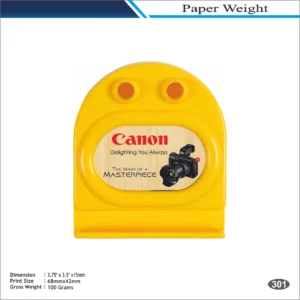 Yellow Round Top Dual Hole Canon Paper Weight