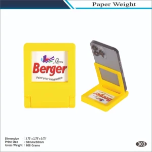 Yellow Foldable Mobile Stand Shape Berger Paper Weight