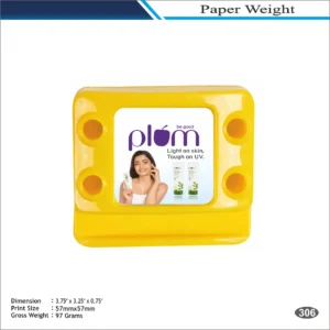Yellow Square Multi-Hole Stand Shape Plum Paper Weight