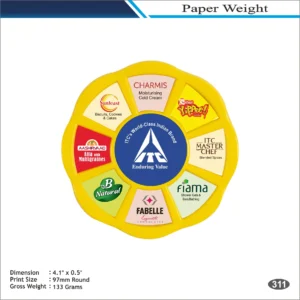 Yellow Round Segmented Multi-Brand Paper Weight