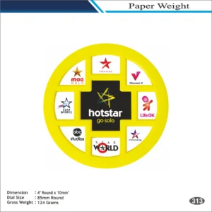 Yellow Round Segmented Hotstar Theme Paper Weight