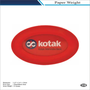 Red Oval Shape Kotak Paper Weight