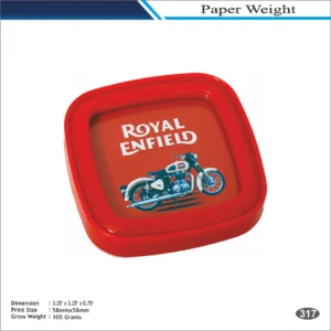 Red Square Curved Edge Royal Enfield Paper Weight