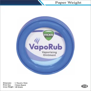 Blue Round Shape Vicks VapoRub Paper Weight