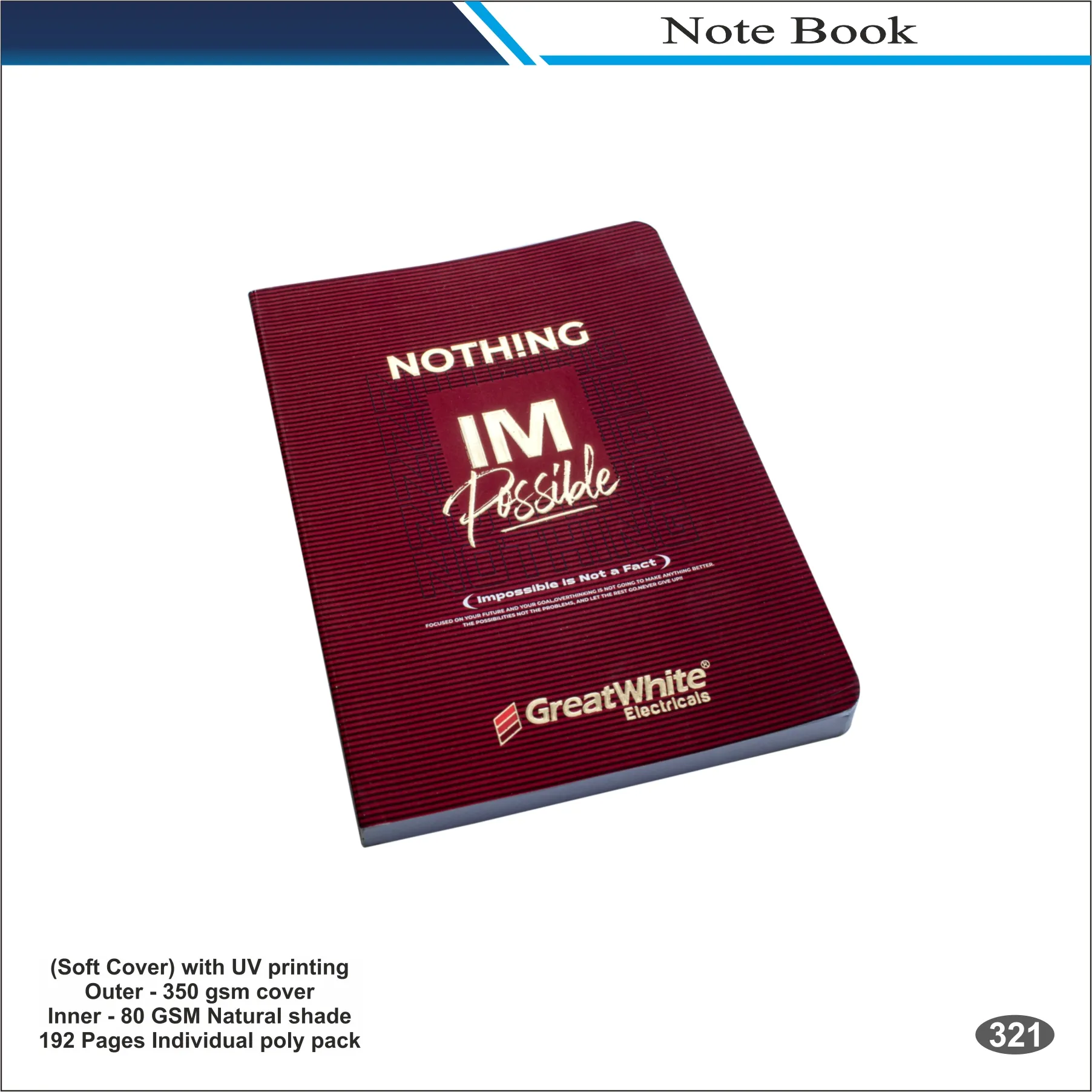 Red Motivational Theme GreatWhite Soft Cover Note Book