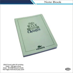 Light Green Minimal Design Lacoste Soft Cover Note Book