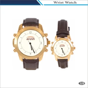 Gold Dial Brown Strap Ayush Wrist Watch