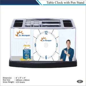 Customizable Rectangle Shape Promotional Branding Design Table Clock MOQ 100 Pcs (Printed White Theme)