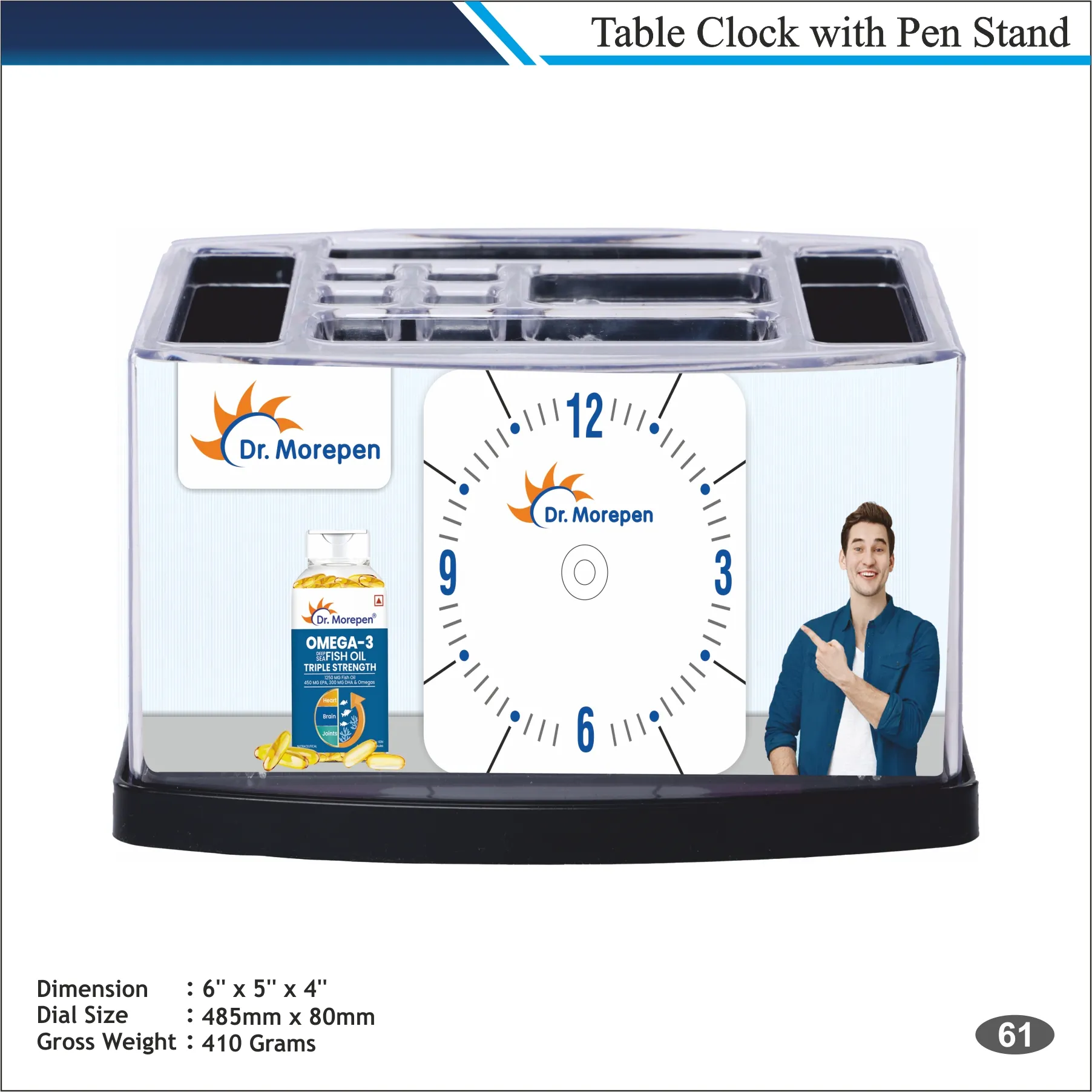 Customizable Rectangle Shape Promotional Branding Design Table Clock MOQ 100 Pcs (Printed White Theme)