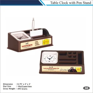 Customizable Desk Organizer Table Clock with Storage Tray MOQ 100 Pcs (Brown)