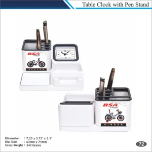Customizable Desk Organizer Table Clock with Storage MOQ 100 Pcs (White)