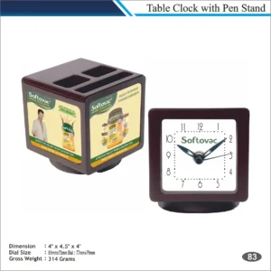 Customizable Cube Rotating Table Clock with Branding Panels MOQ 100 Pcs (Brown)