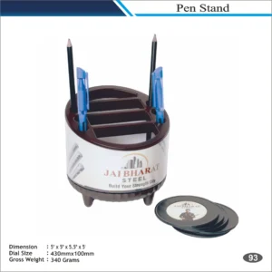 Customizable Round Desk Organizer with Coasters & Pen Stand MOQ 100 Pcs (Brown & White)